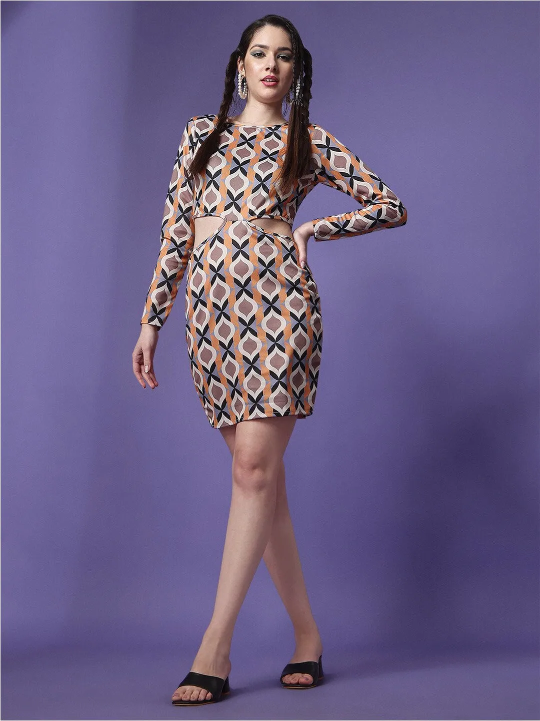 Monochrome Geo Bodycon Dress