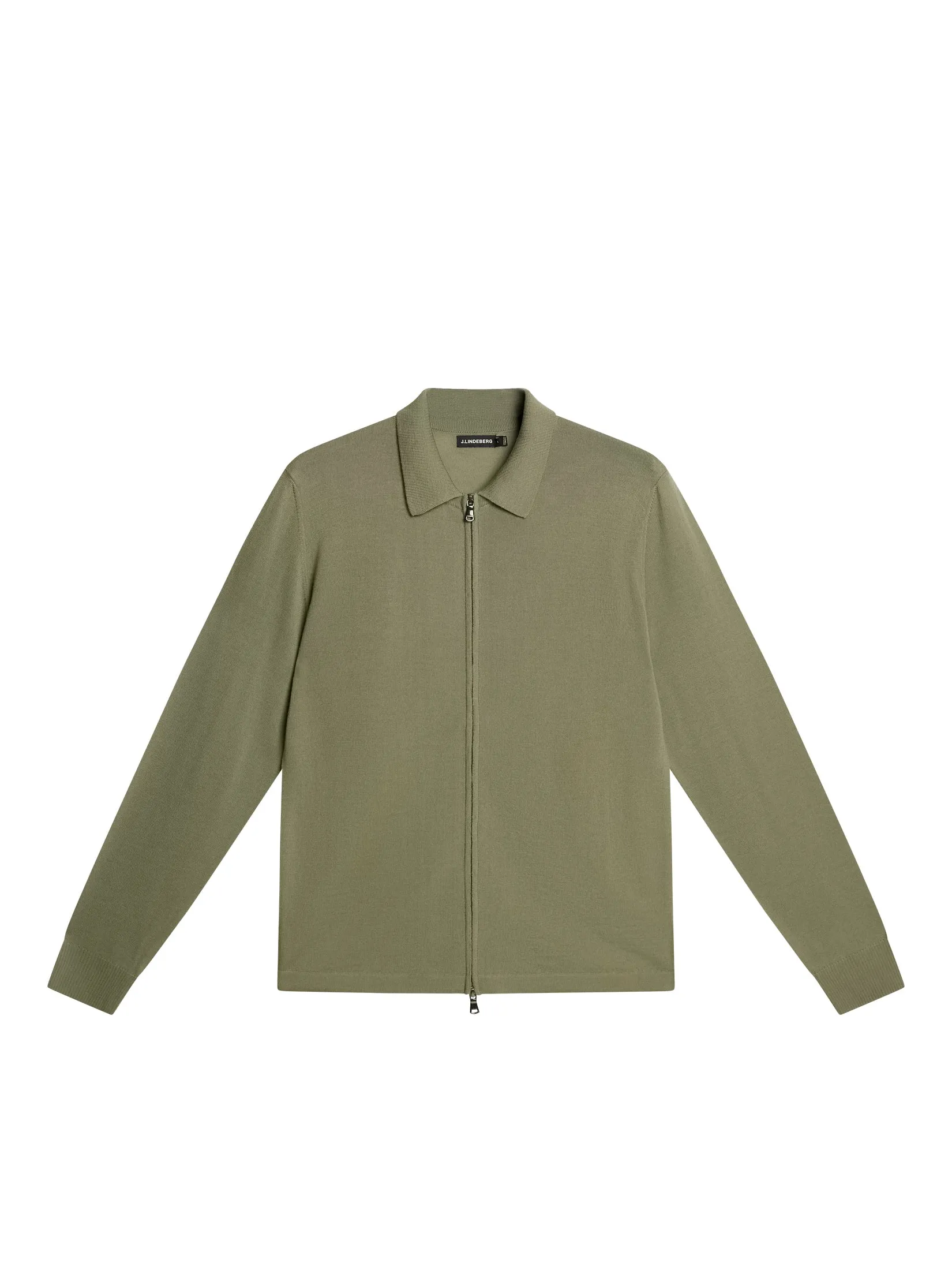 Nyle Light Merino Zip Cardigan / Oil Green