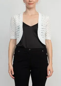 Open Front Short Sleeve Knit Bolero White - Nina Leonard