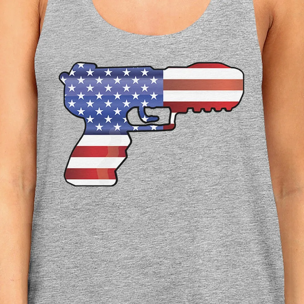 Pistol Shaped Flag Unique Design Womens Racerback Graphic Tank Top