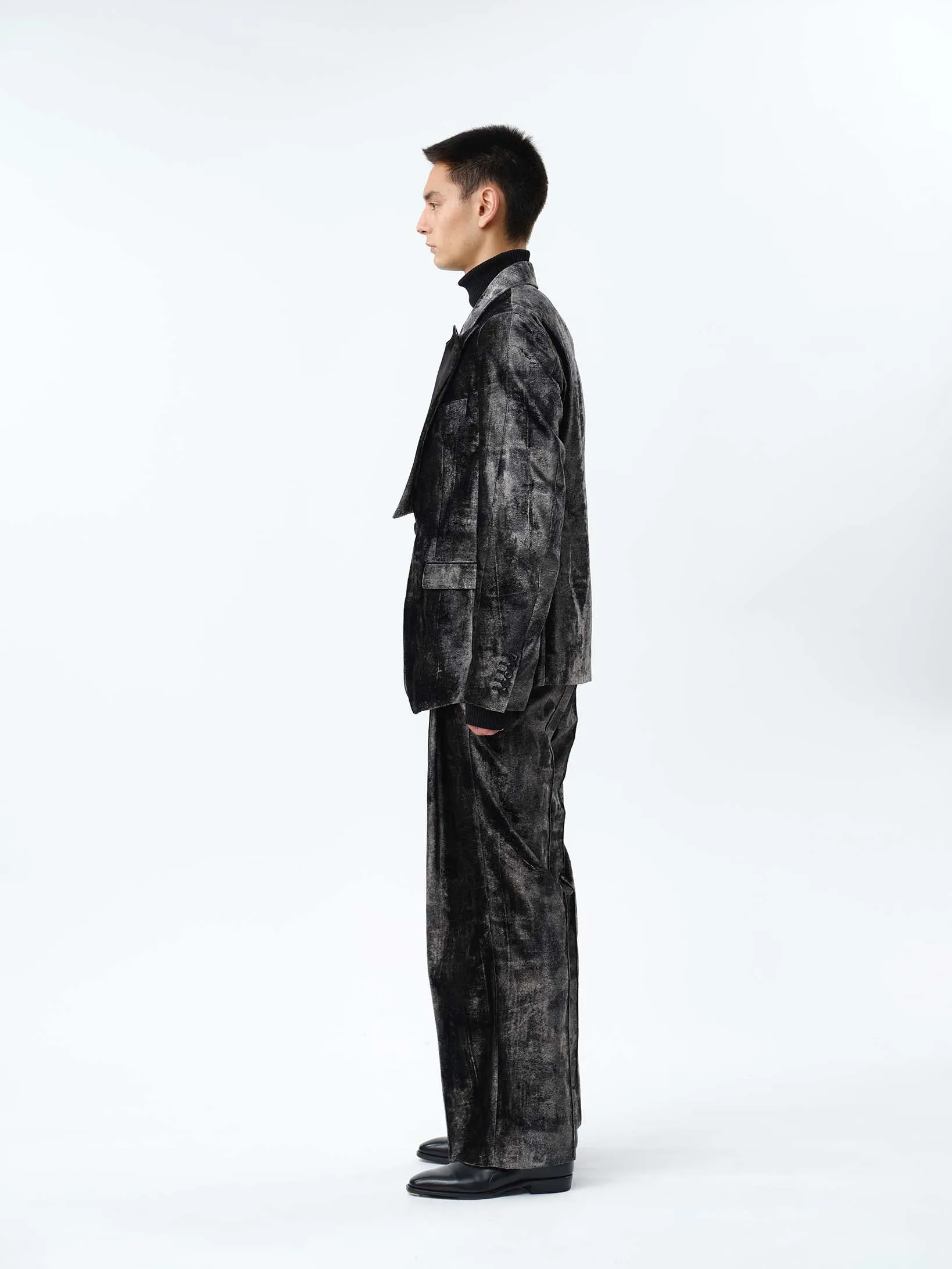 PRINT VELVET SINGLEBREASTED JACKET .12【TOD BLACK】