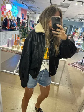 Ryker Faux Leather Bomber Jacket