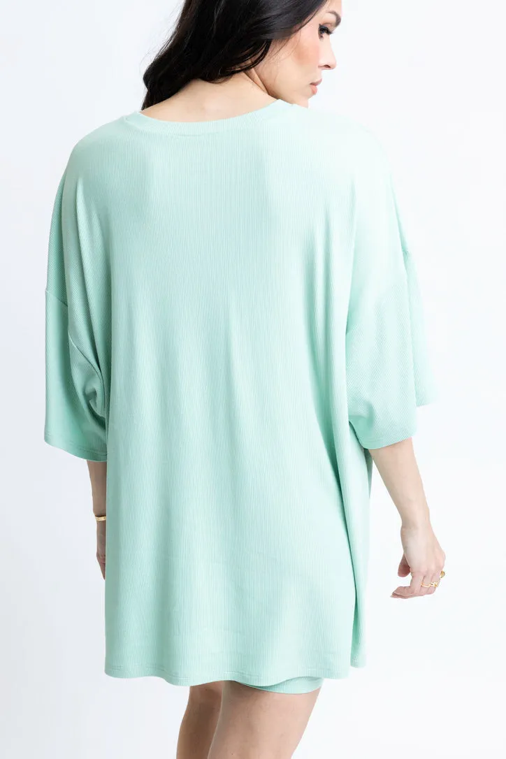Solid Ribbed Crew Knit Tunic