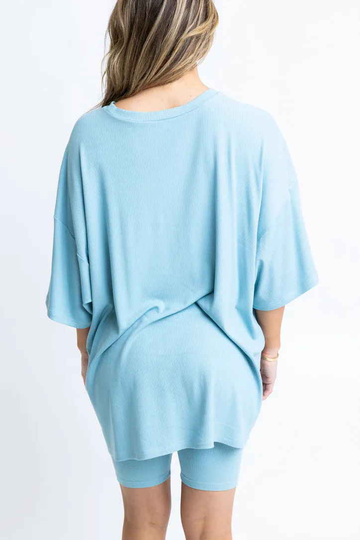 Solid Ribbed Crew Knit Tunic