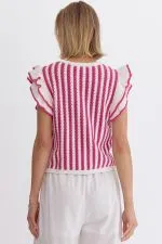Striped Sleeveless Cropped Knit Top