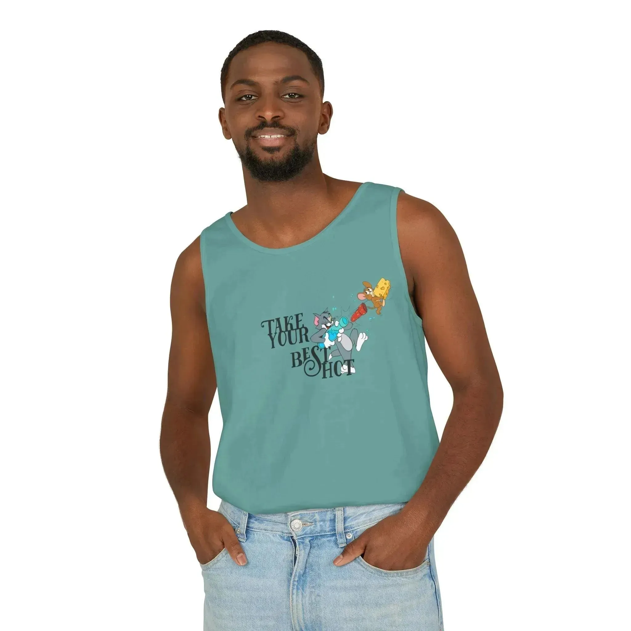Take Your Best Shot Tom Jerry Unisex Garment-Dyed Tank Top