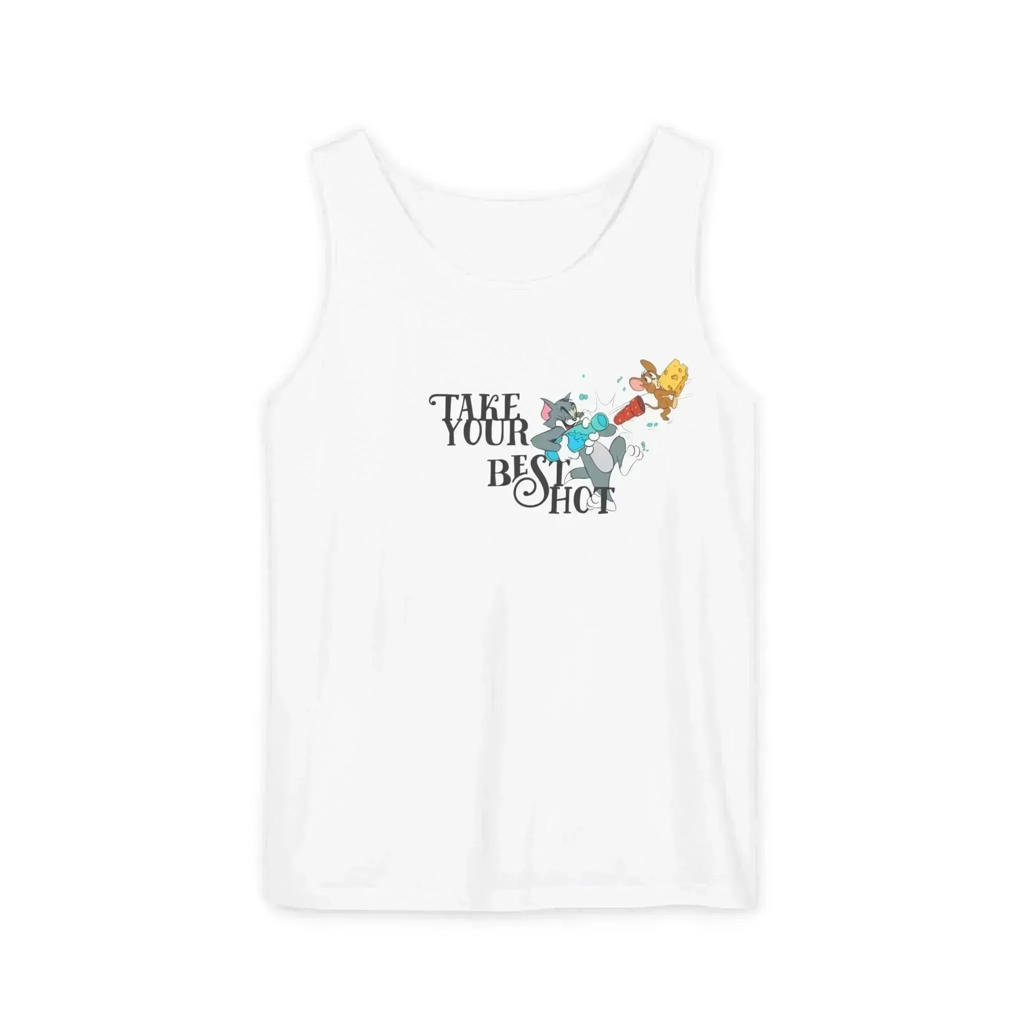 Take Your Best Shot Tom Jerry Unisex Garment-Dyed Tank Top