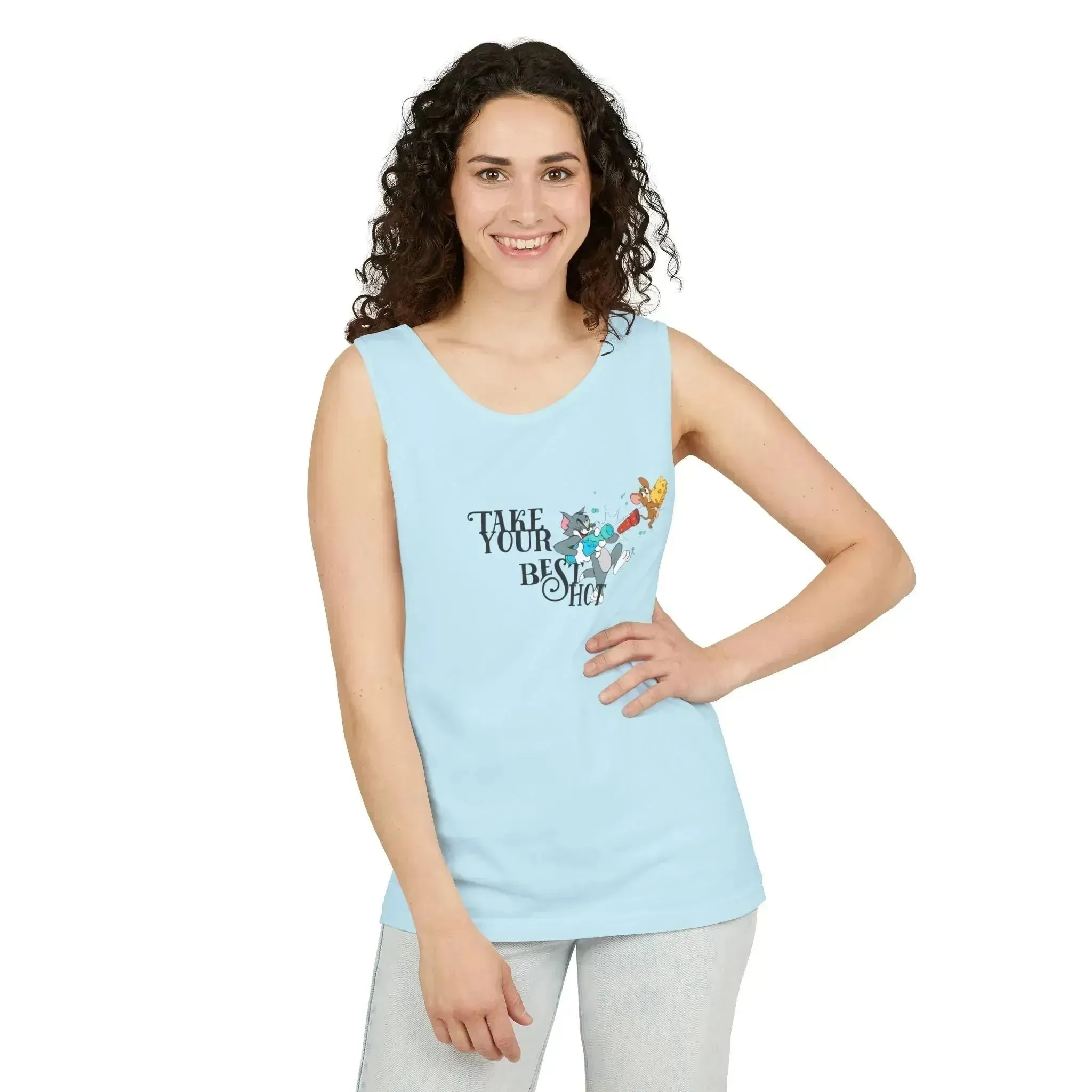 Take Your Best Shot Tom Jerry Unisex Garment-Dyed Tank Top
