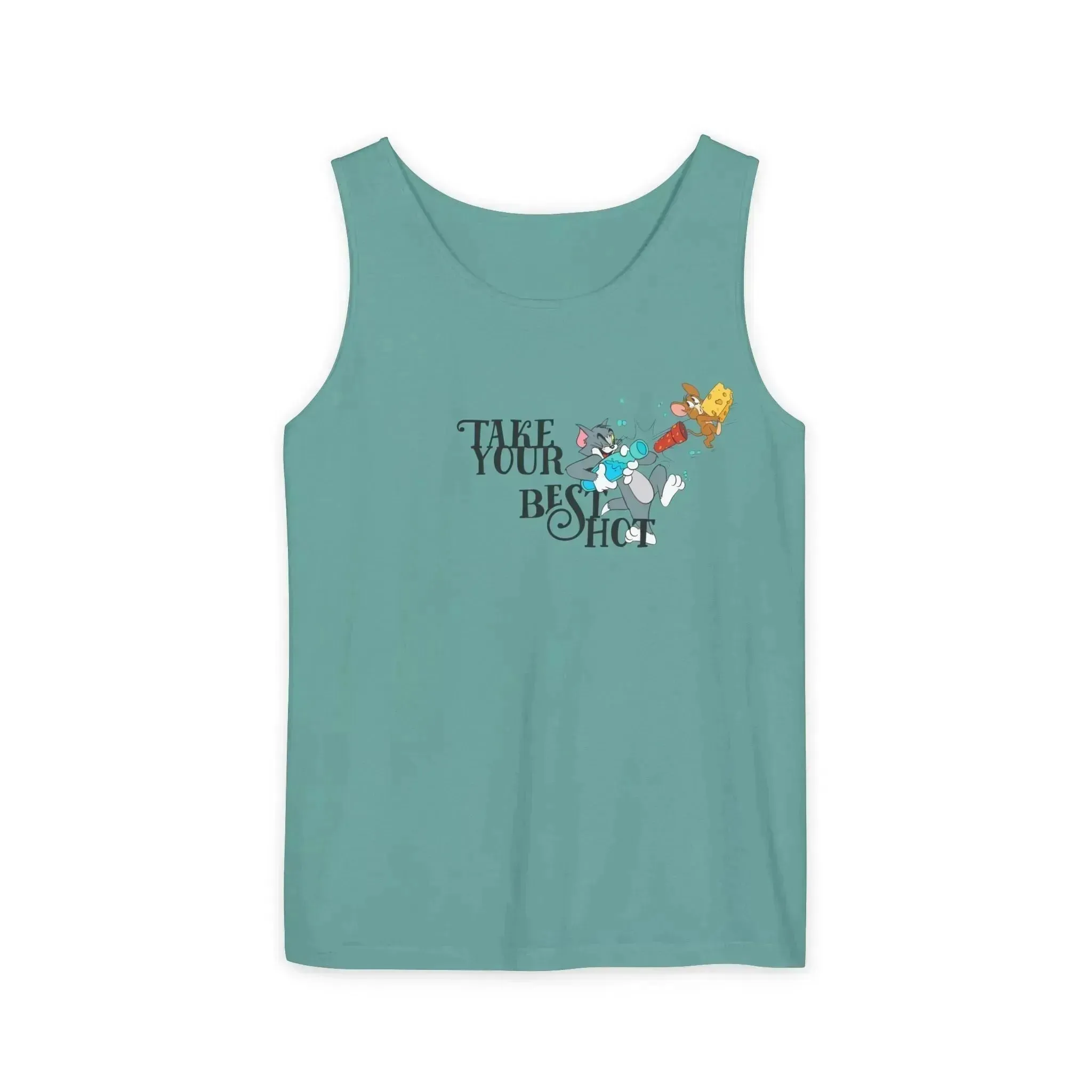 Take Your Best Shot Tom Jerry Unisex Garment-Dyed Tank Top
