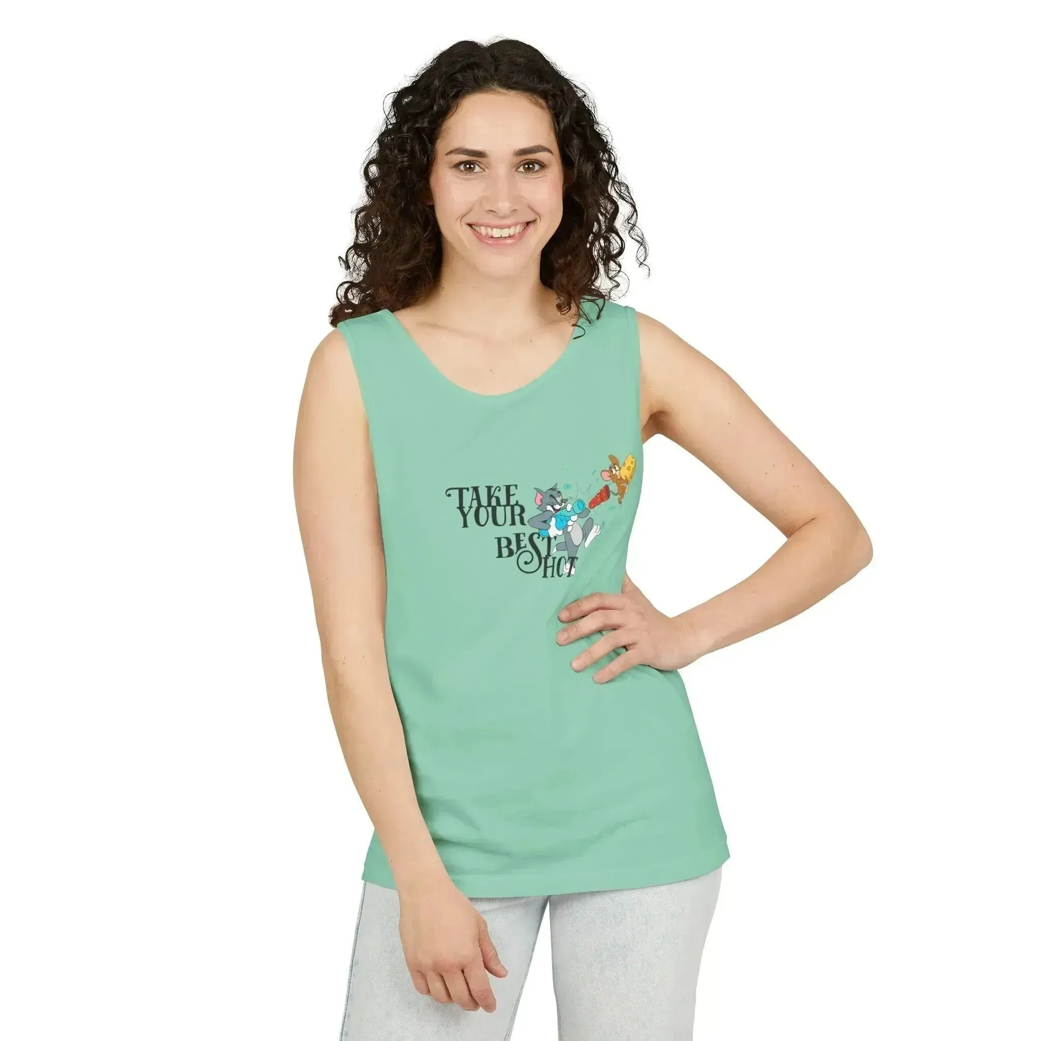 Take Your Best Shot Tom Jerry Unisex Garment-Dyed Tank Top