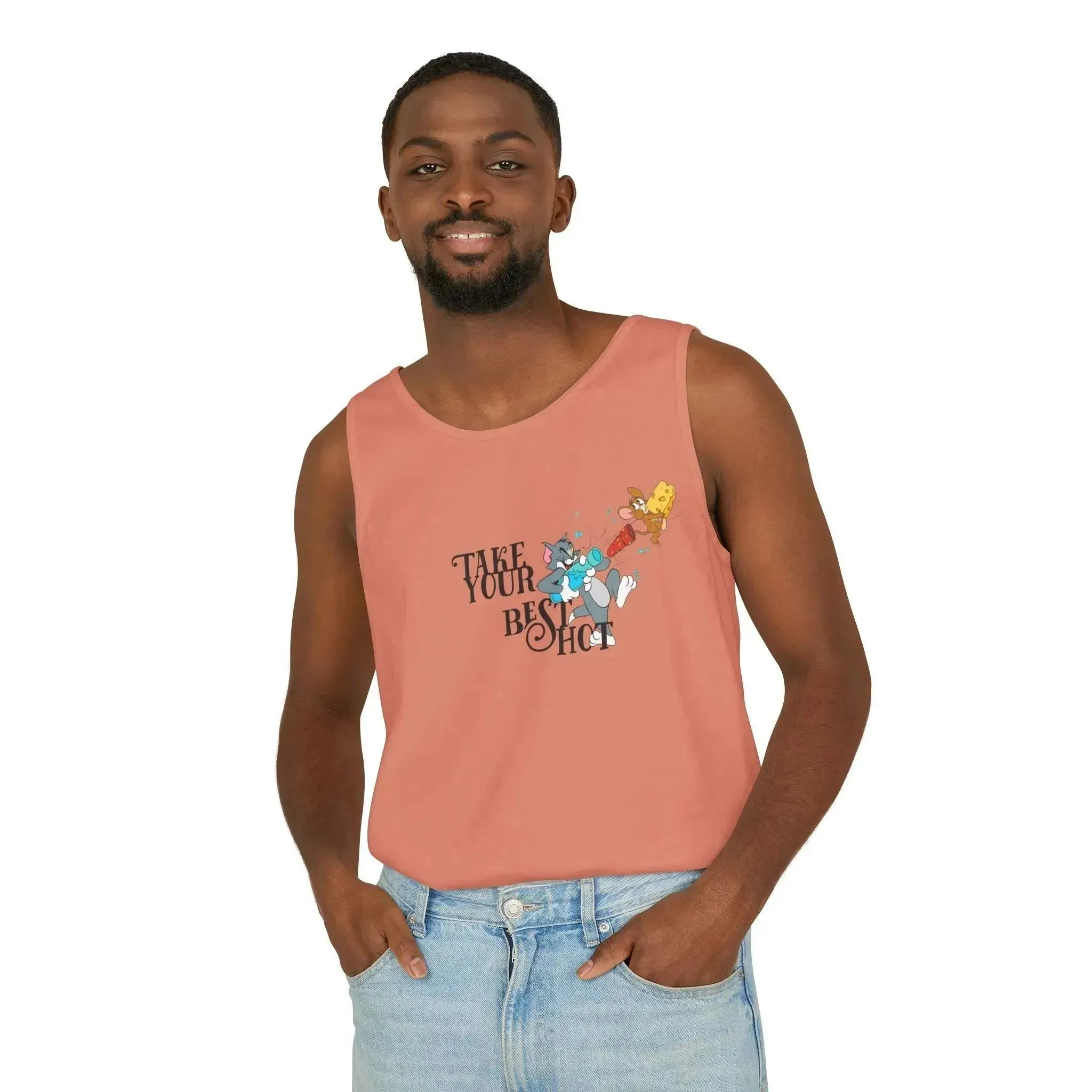 Take Your Best Shot Tom Jerry Unisex Garment-Dyed Tank Top