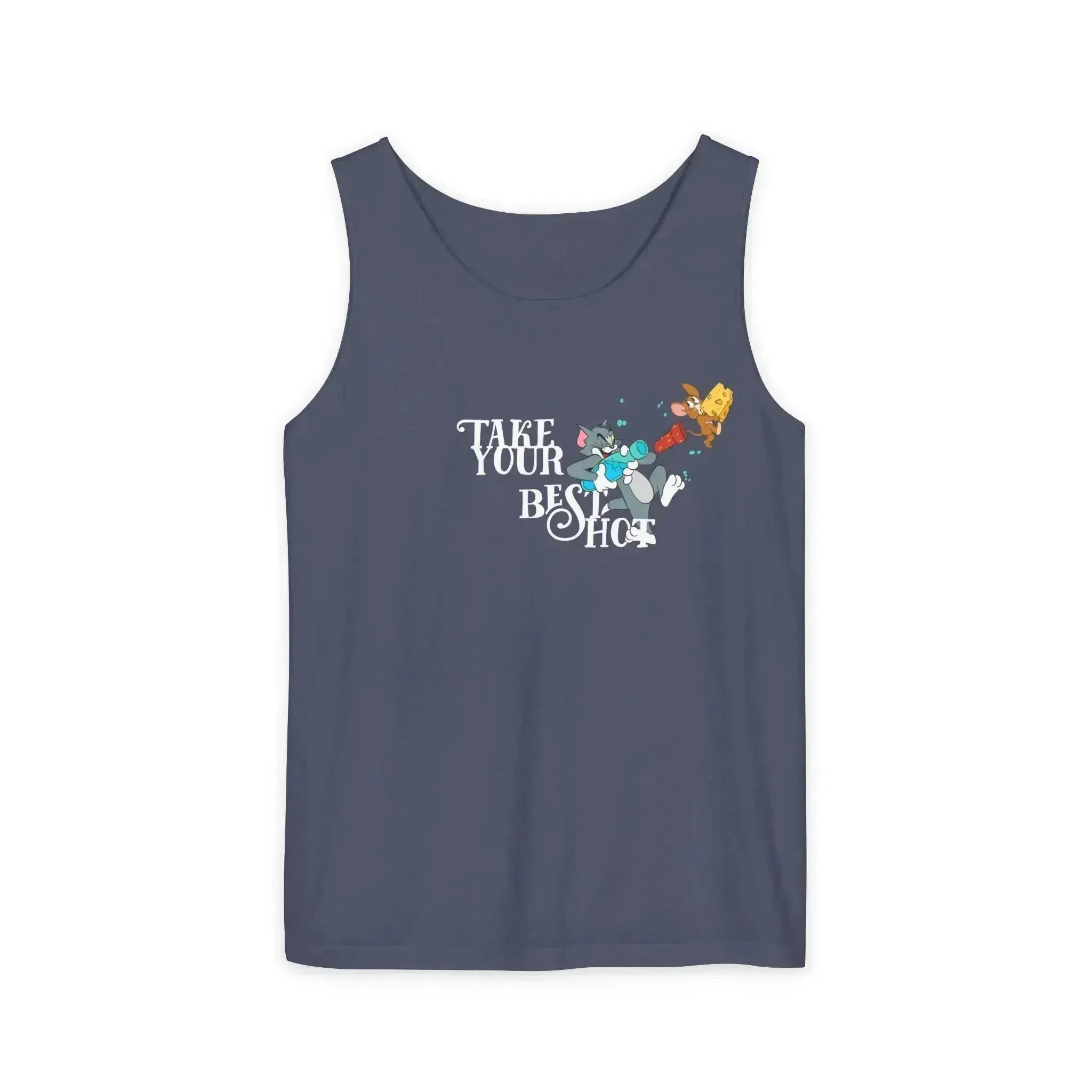 Take Your Best Shot Tom Jerry Unisex Garment-Dyed Tank Top