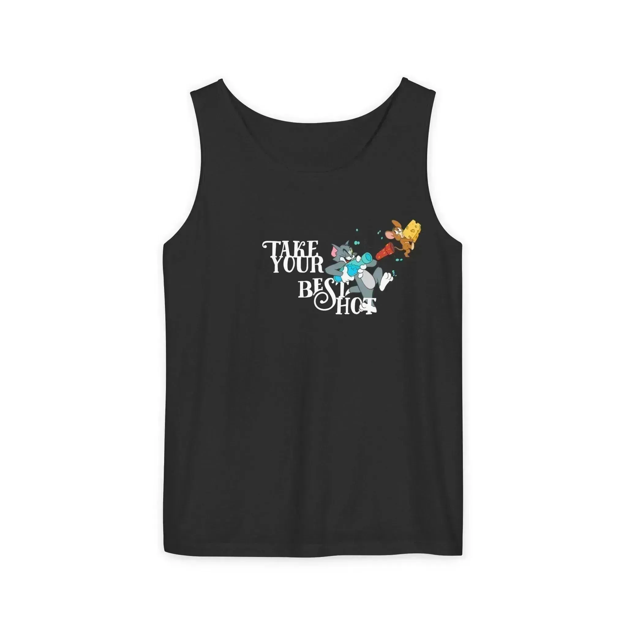Take Your Best Shot Tom Jerry Unisex Garment-Dyed Tank Top