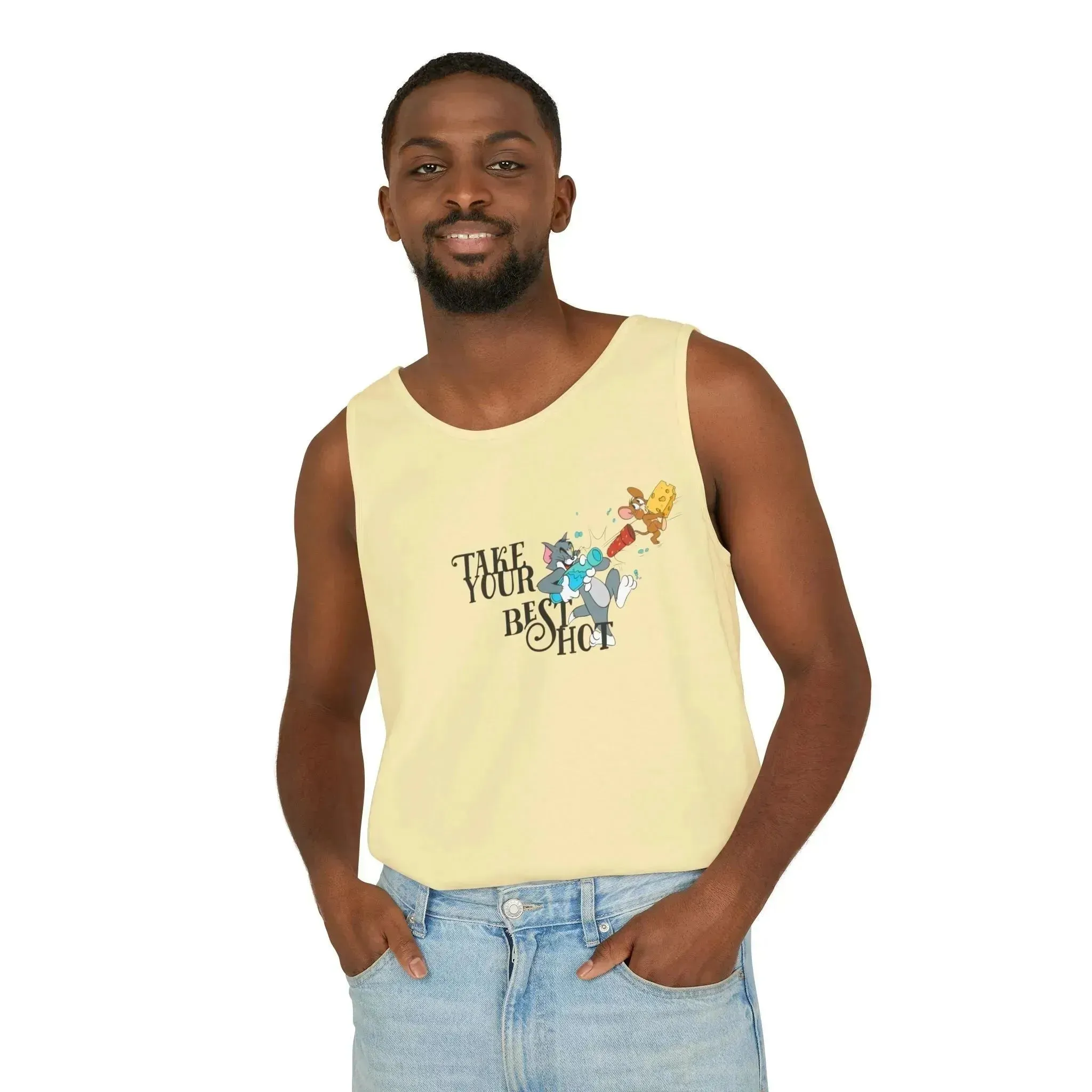 Take Your Best Shot Tom Jerry Unisex Garment-Dyed Tank Top
