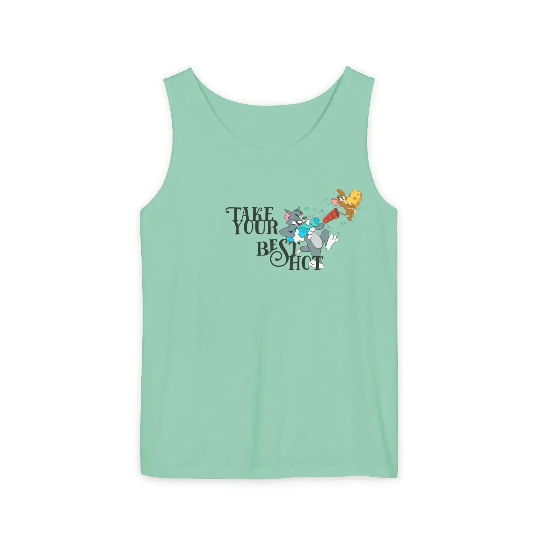 Take Your Best Shot Tom Jerry Unisex Garment-Dyed Tank Top
