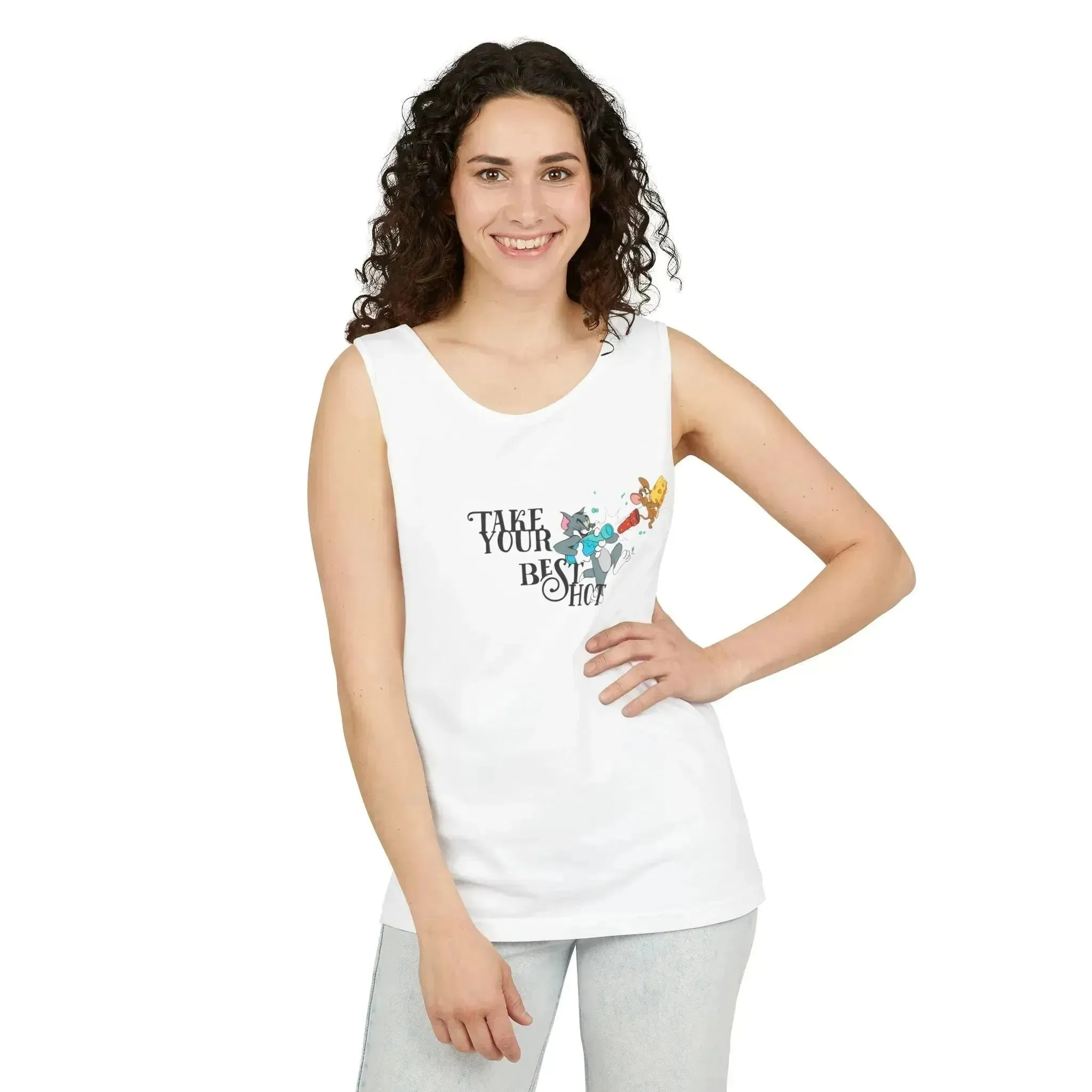 Take Your Best Shot Tom Jerry Unisex Garment-Dyed Tank Top