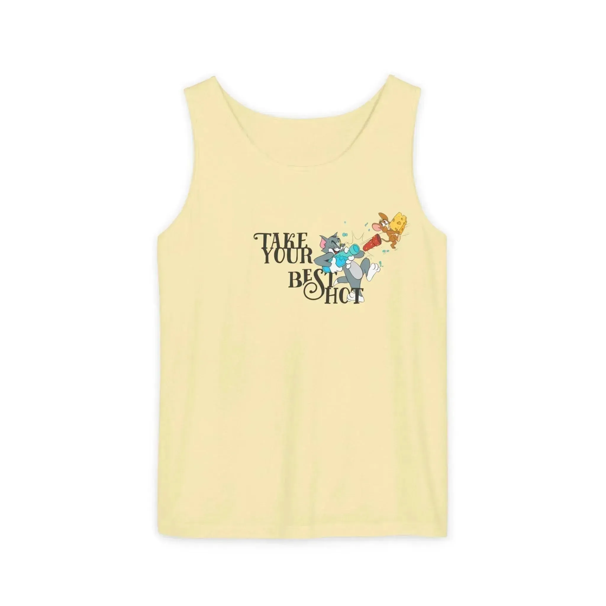 Take Your Best Shot Tom Jerry Unisex Garment-Dyed Tank Top
