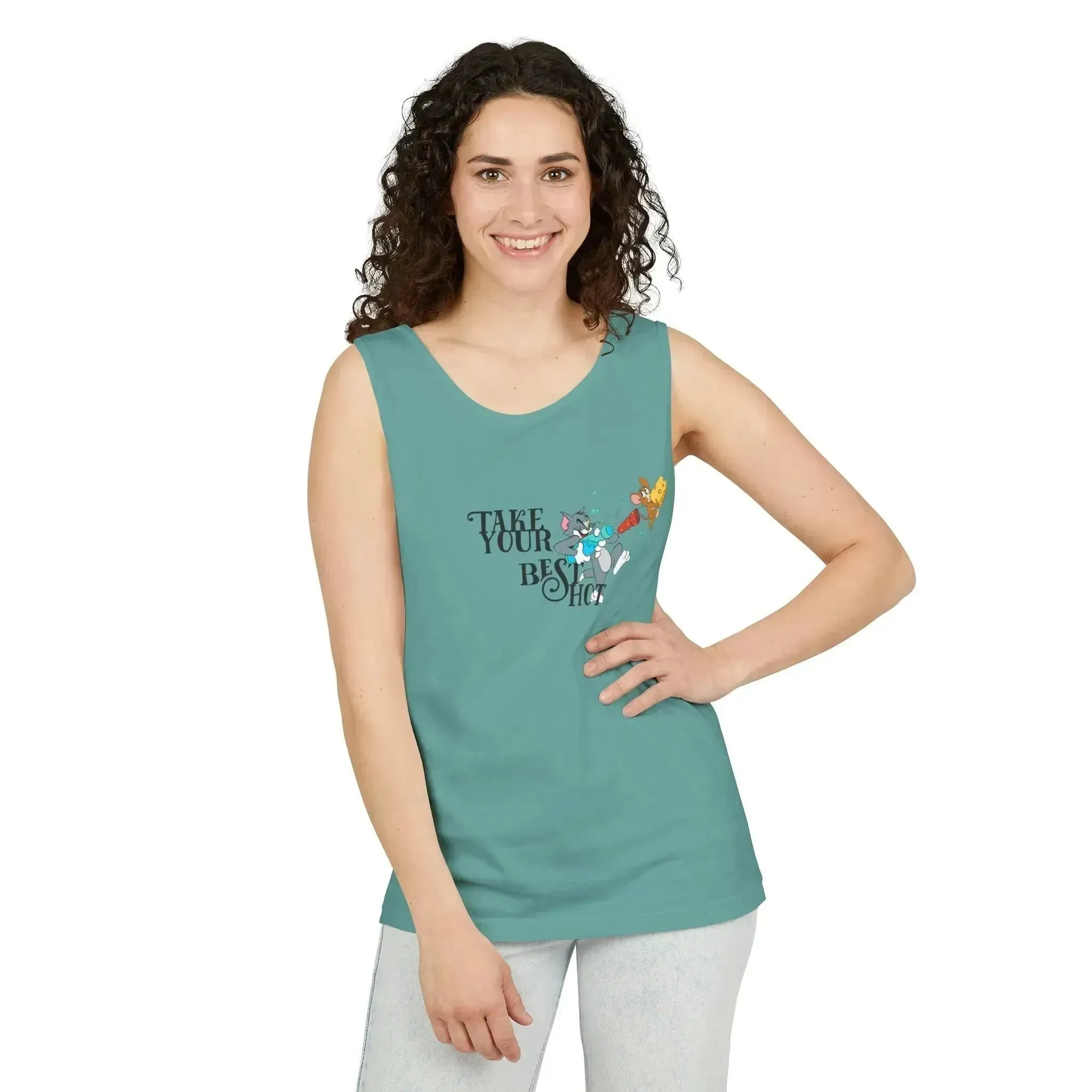 Take Your Best Shot Tom Jerry Unisex Garment-Dyed Tank Top