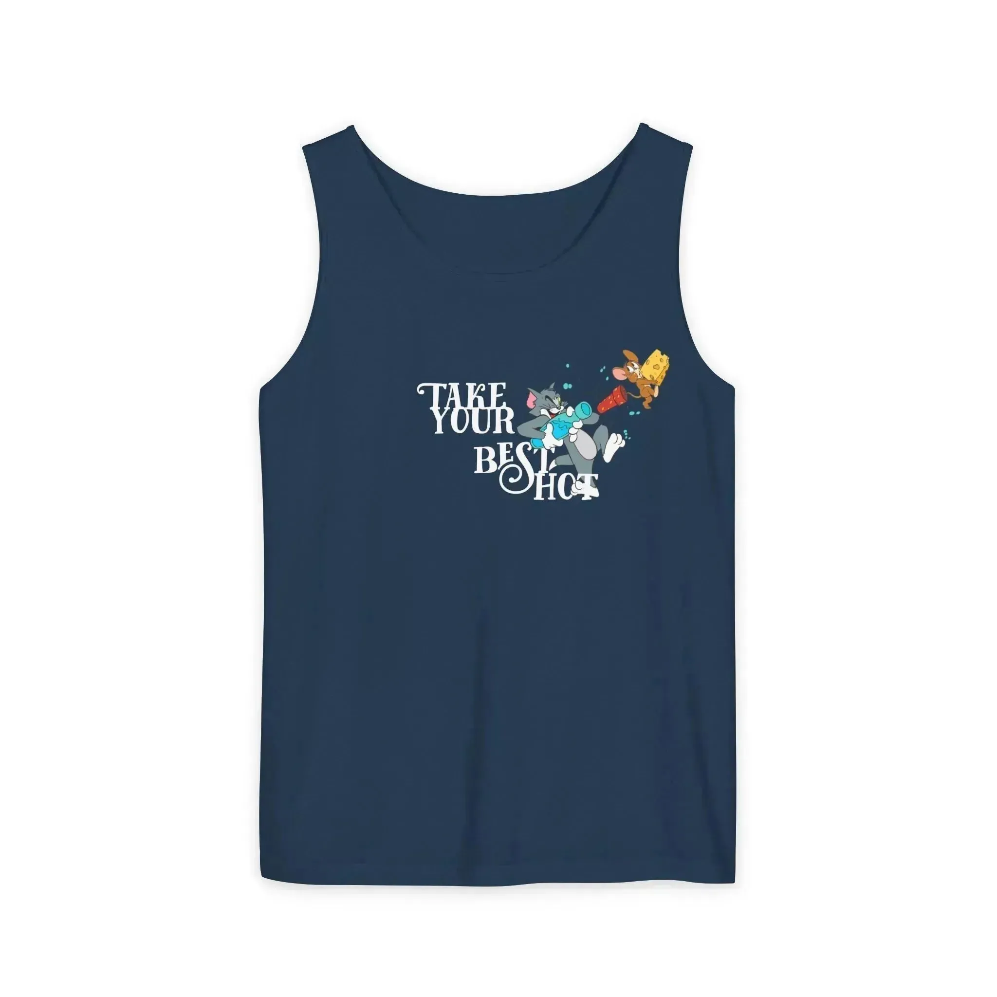 Take Your Best Shot Tom Jerry Unisex Garment-Dyed Tank Top