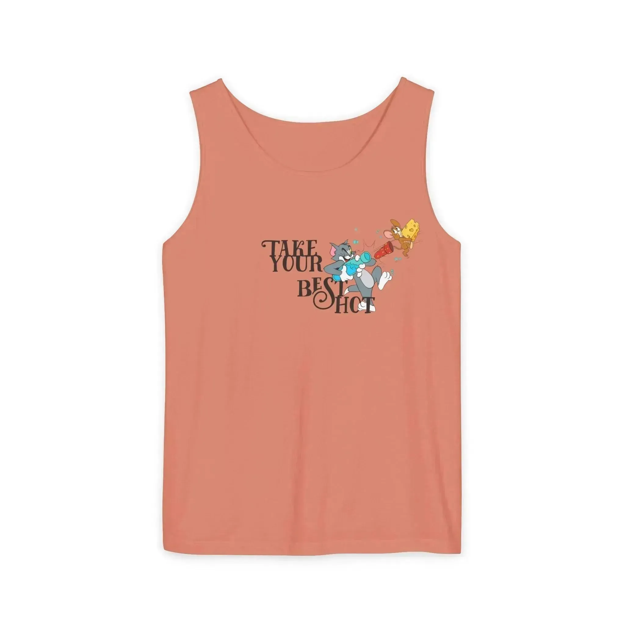 Take Your Best Shot Tom Jerry Unisex Garment-Dyed Tank Top