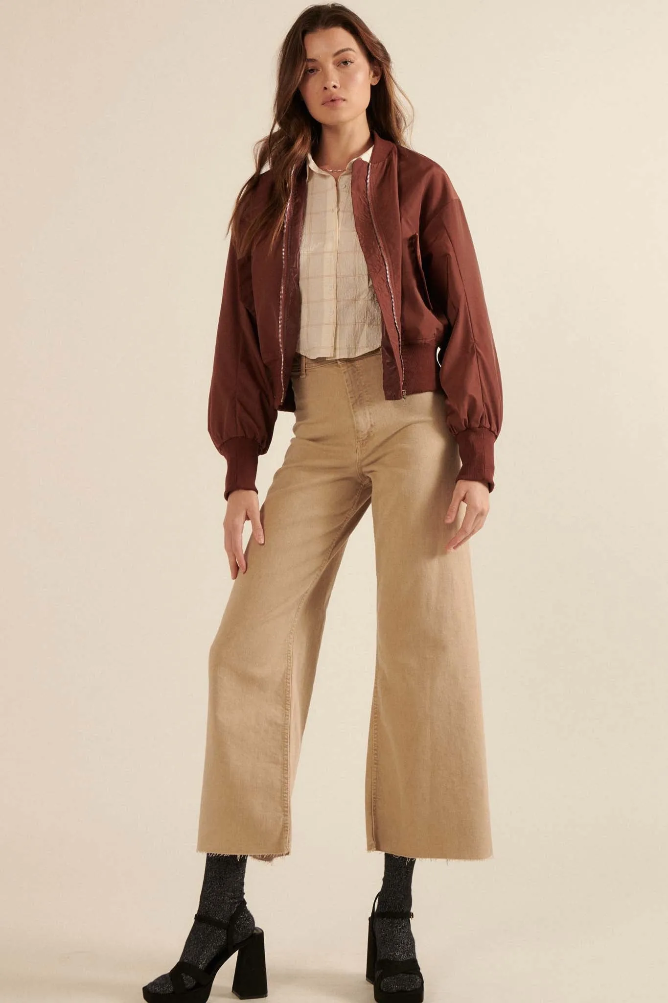 Taking Flight Ruched Bomber Jacket