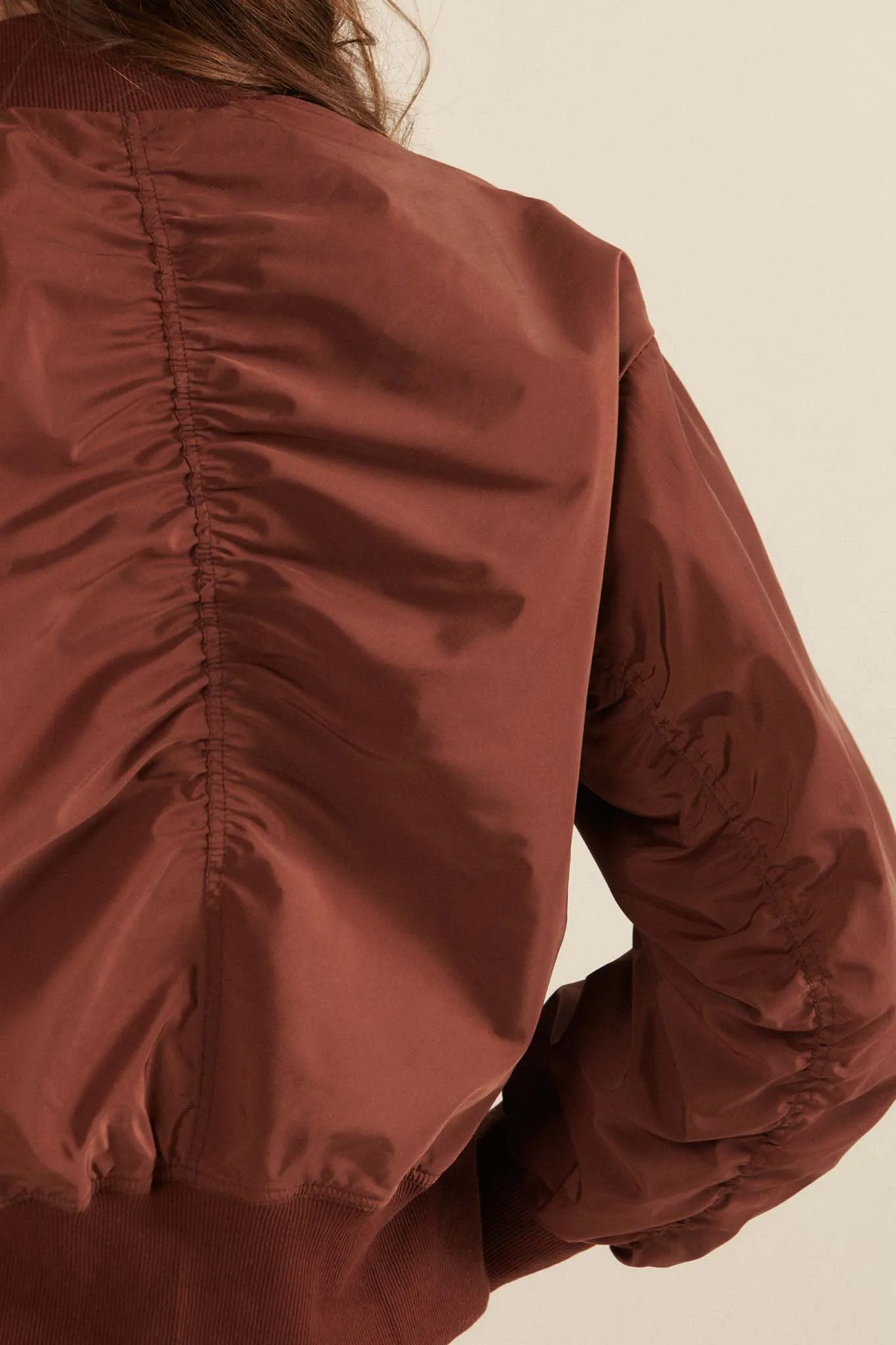 Taking Flight Ruched Bomber Jacket