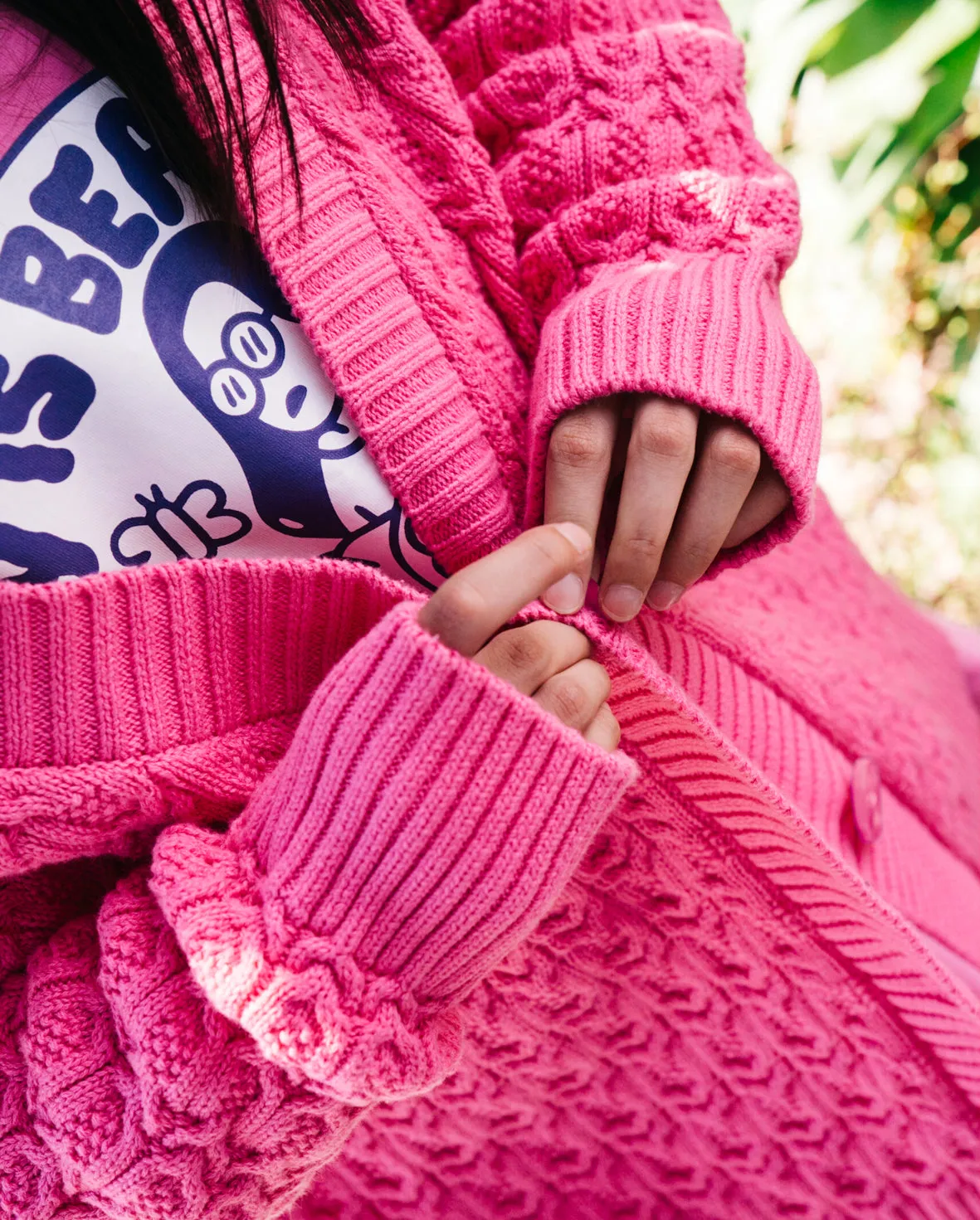 THE GIRL CLUB | Bubblegum Pink Lace Knit Cardigan