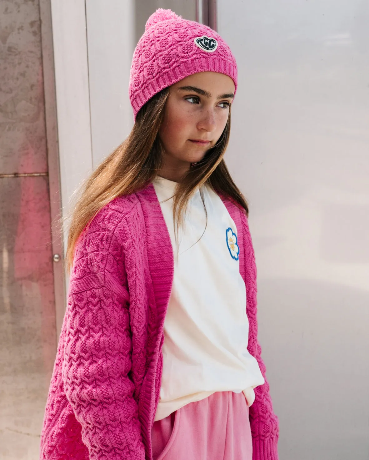 THE GIRL CLUB | Bubblegum Pink Lace Knit Cardigan