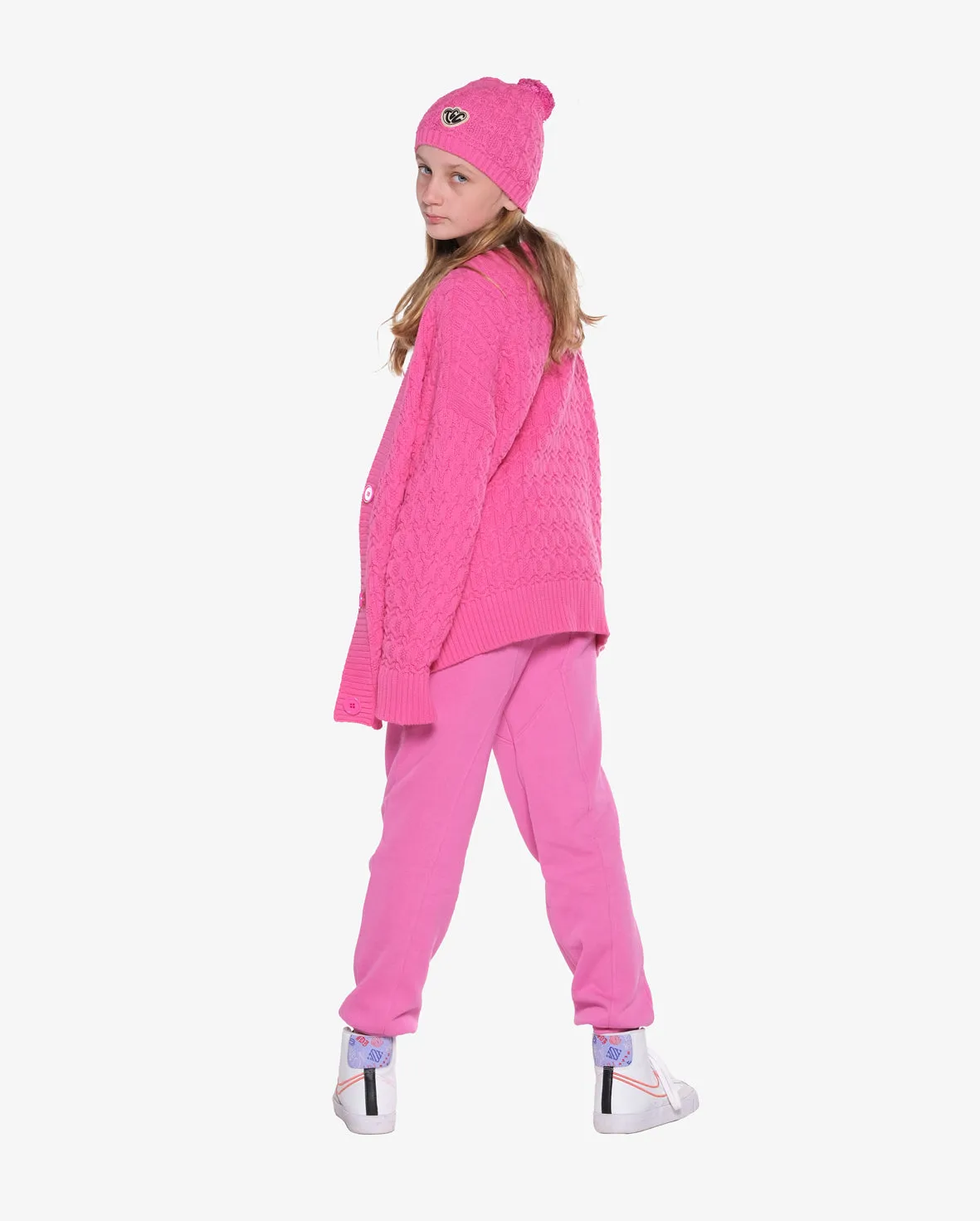 THE GIRL CLUB | Bubblegum Pink Lace Knit Cardigan