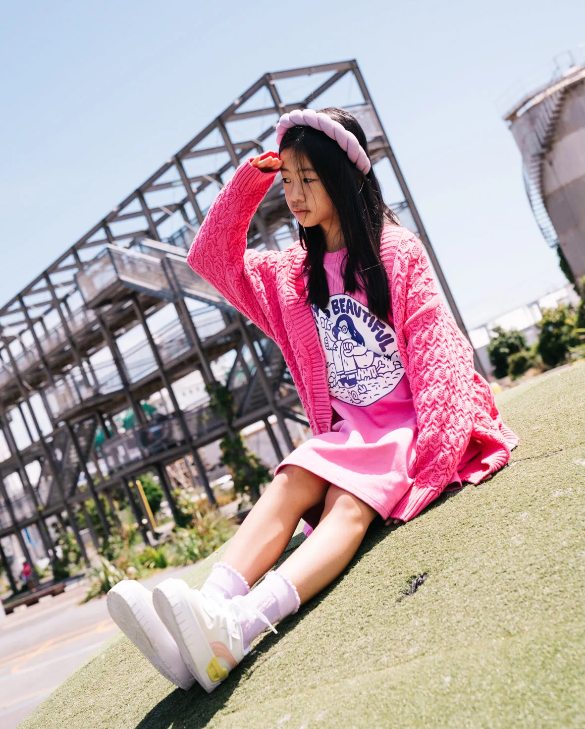 THE GIRL CLUB | Bubblegum Pink Lace Knit Cardigan