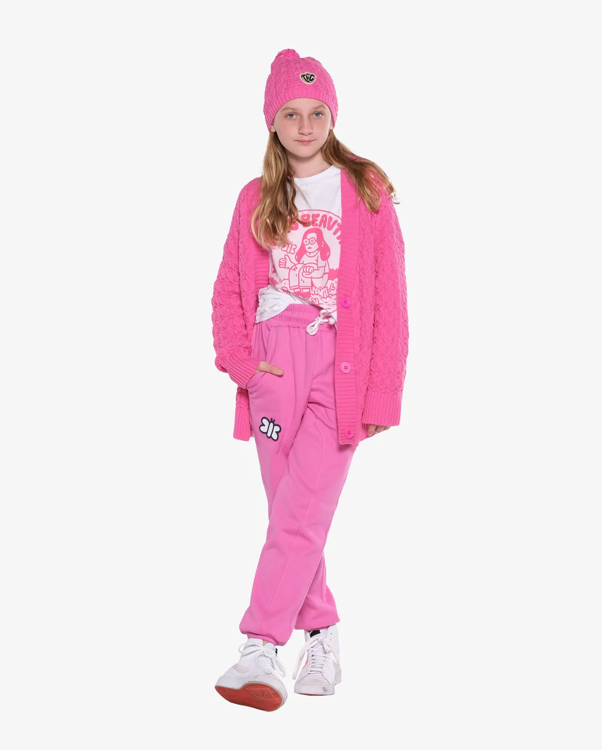 THE GIRL CLUB | Bubblegum Pink Lace Knit Cardigan