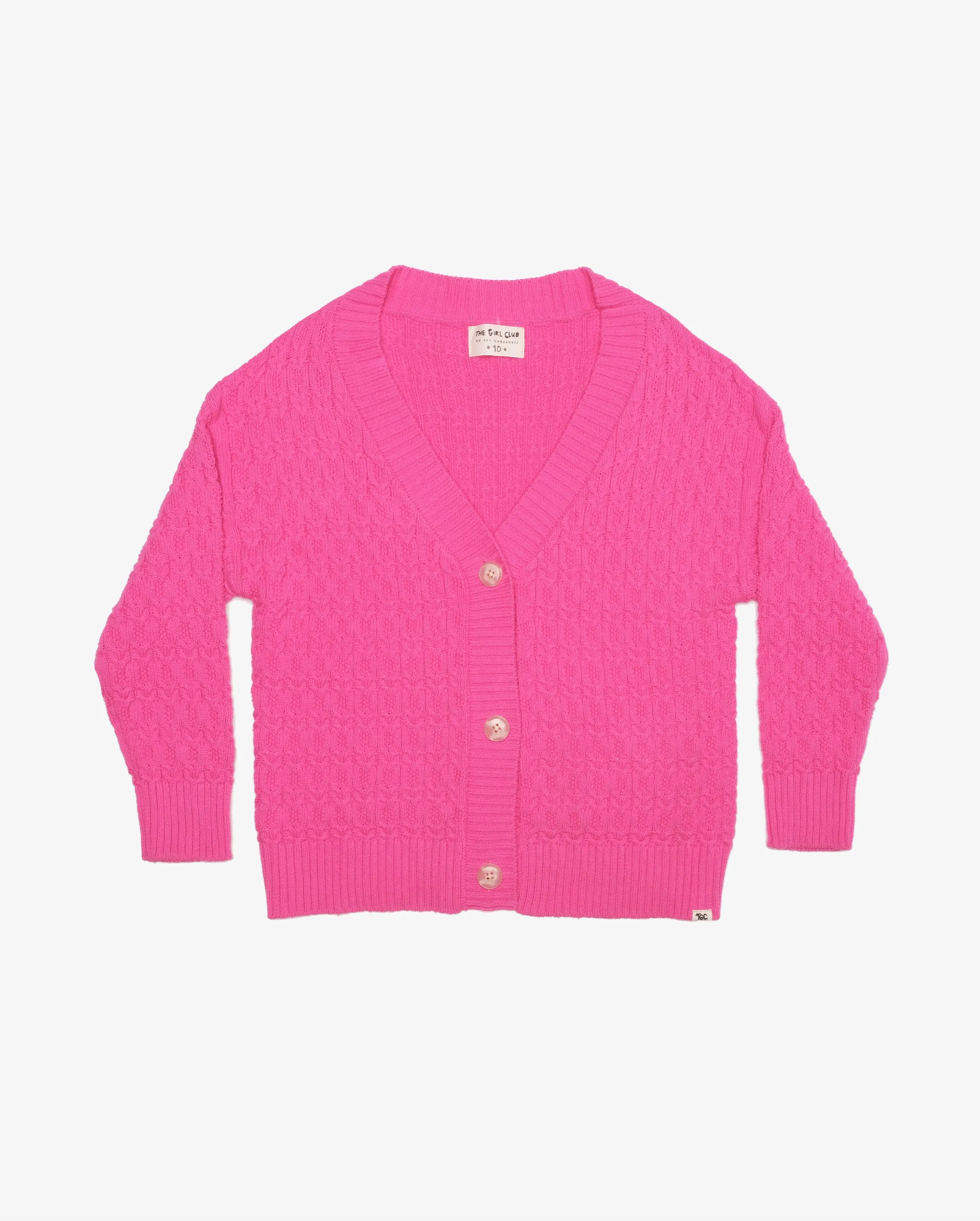 THE GIRL CLUB | Bubblegum Pink Lace Knit Cardigan
