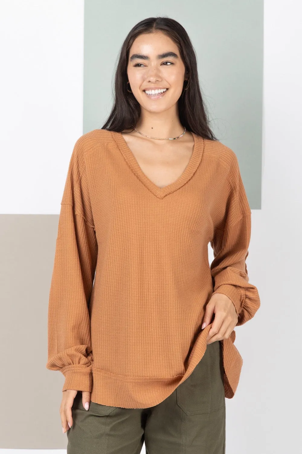 THREE COLORS - The Everything Elbow Patched Casual Knit Top