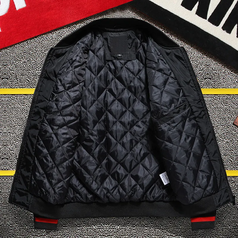 Varsity Bomber Jacket Jacket Autumn and Winter Quilted Men's Jacket Warm Pilot MA1 Baseball Uniform