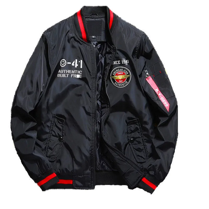 Varsity Bomber Jacket Jacket Autumn and Winter Quilted Men's Jacket Warm Pilot MA1 Baseball Uniform