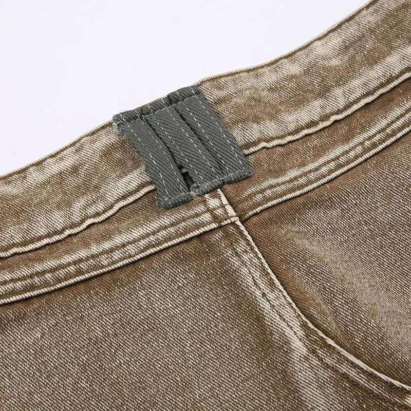 Vintage  Rivet Denim Zipper Mini Skirt