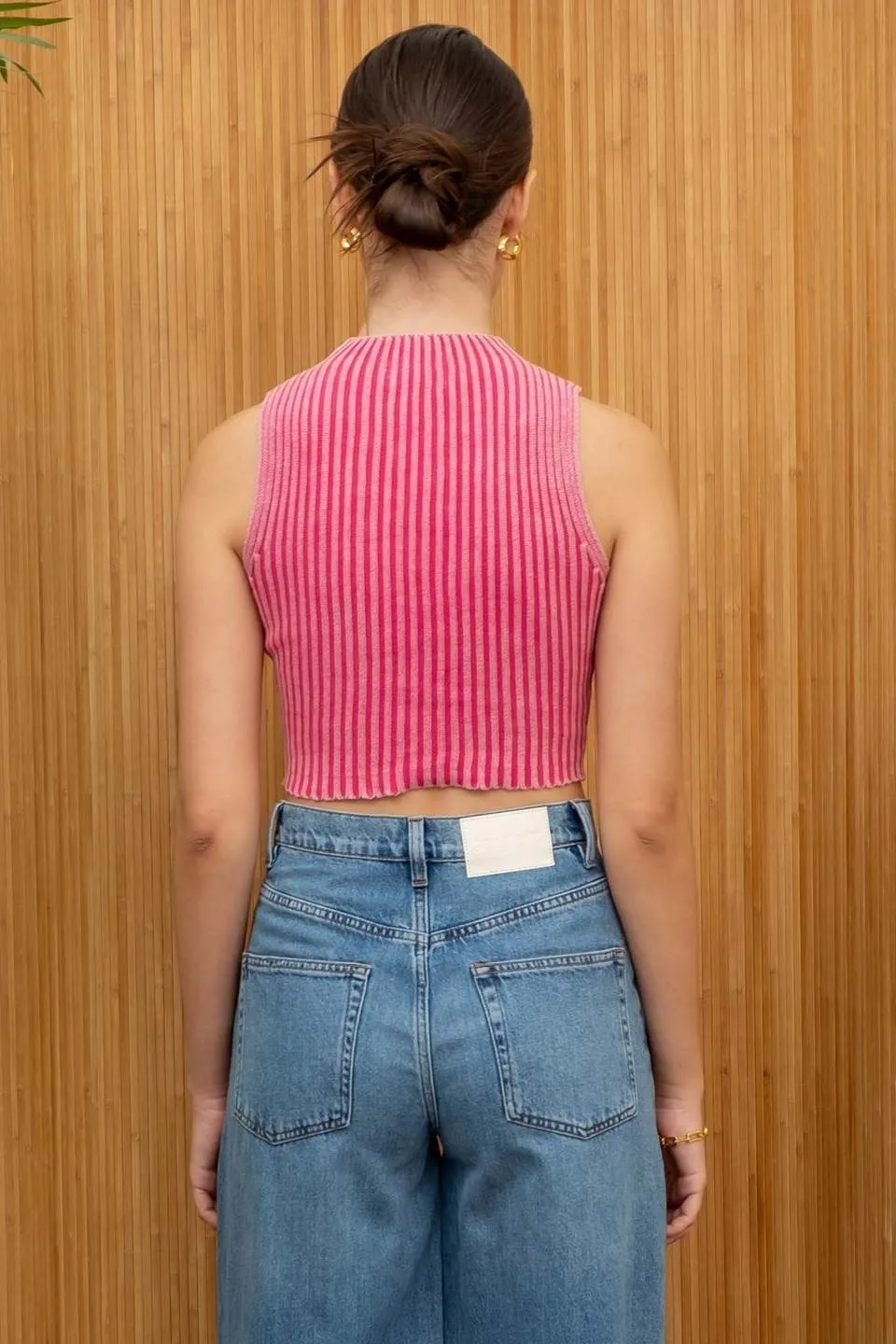 WASHED SLEEVELESS SWEATER KNIT TOP