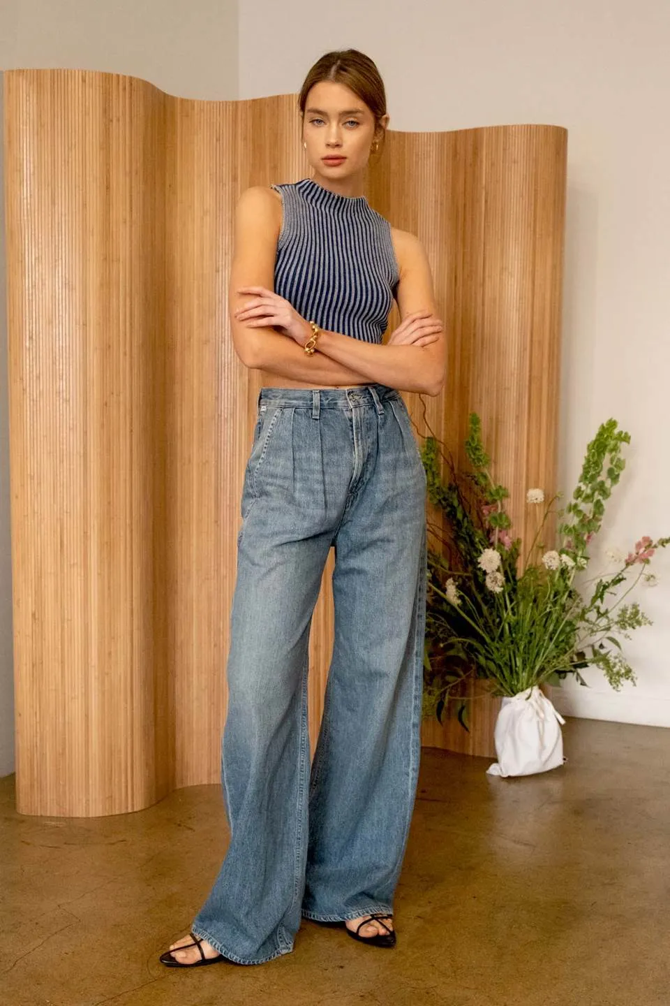 WASHED SLEEVELESS SWEATER KNIT TOP