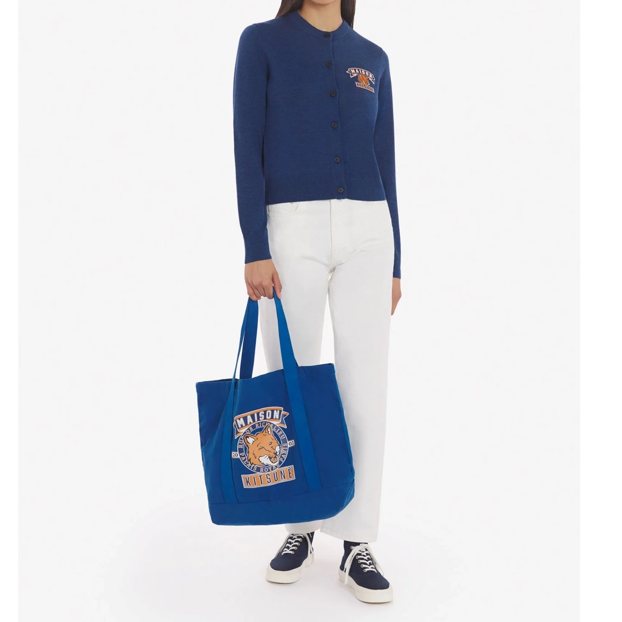 Women 11-11 Patch Regular Cardigan - Blue Sapphire