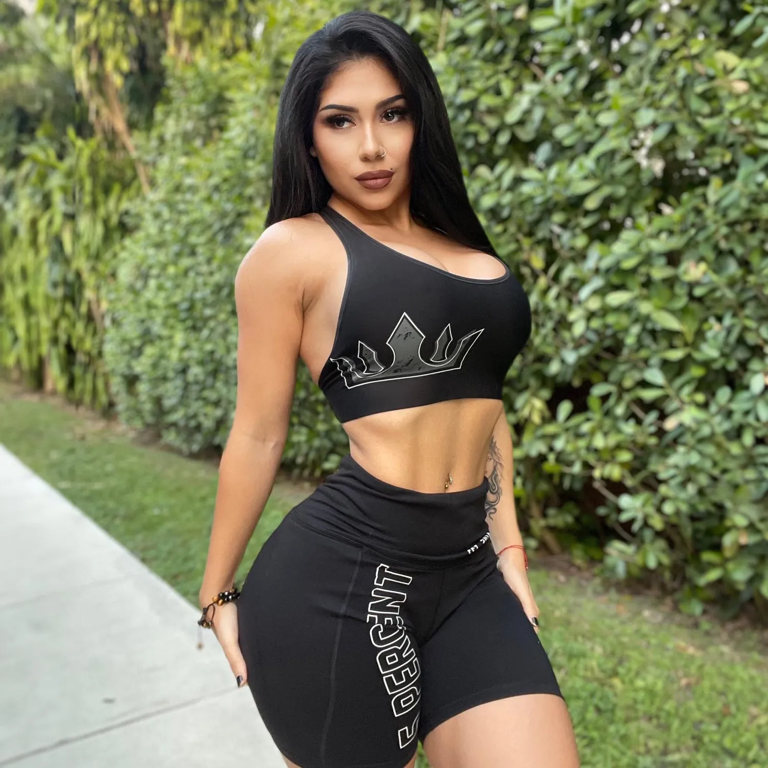Women's Crown Sports Bra & Spandex Shorts Set