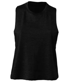 Womens racerback cropped tank | Solid Black Blend